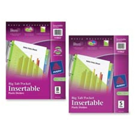 THE WORKSTATION Consumer Products Pocket Insertable Dividers- Plastic- 8-Tab- Multi-Color TH128188